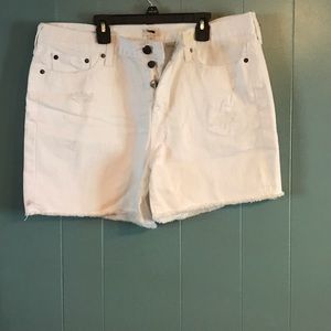 EUC JCrew factory distressed white shorts